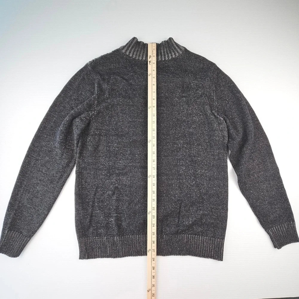 90s Method Mens Shawl Collar Sweater Grey Marl Knit Y2K Waffle Knit Chest Large